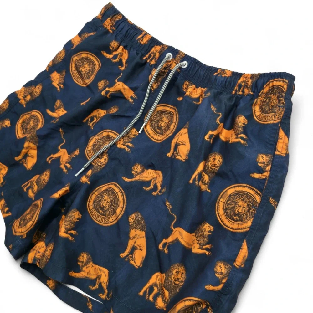 Boardies Apparel Mens 3XL Swim Trunks Blue Gold Lion Print Tropical Vibes Shorts - Picture 2 of 8